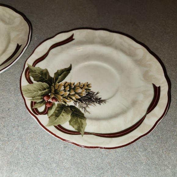 222 Fifth Yuletide Celebration salad plates & cup and saucers - Picture 4 of 7